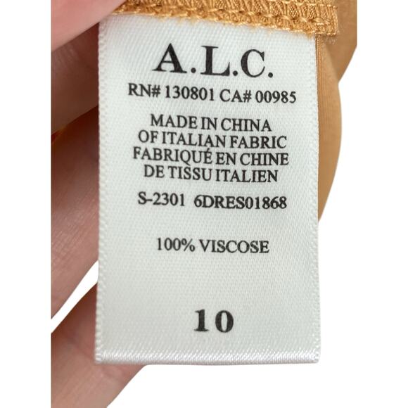 A.L.C. Jamie Mini Dress Satin One Shoulder Long Sleeve Ruched Orange Size 10 - Picture 6 of 11